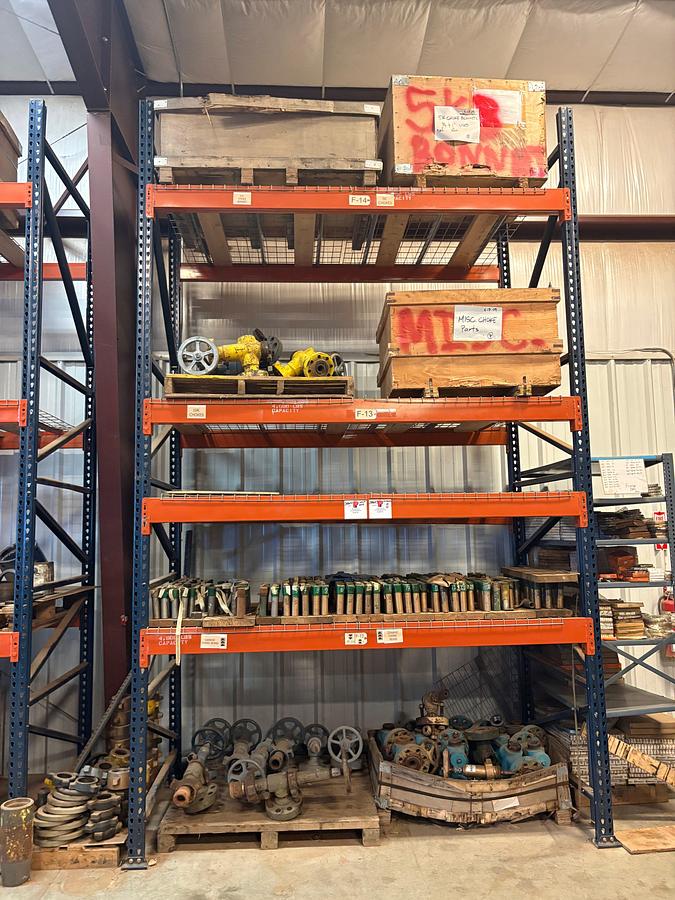 Used Contents of (4 shelves) w/ assorted ceramic & carbide choke beans, choke valve bodies, 2” choke valves, misc choke parts