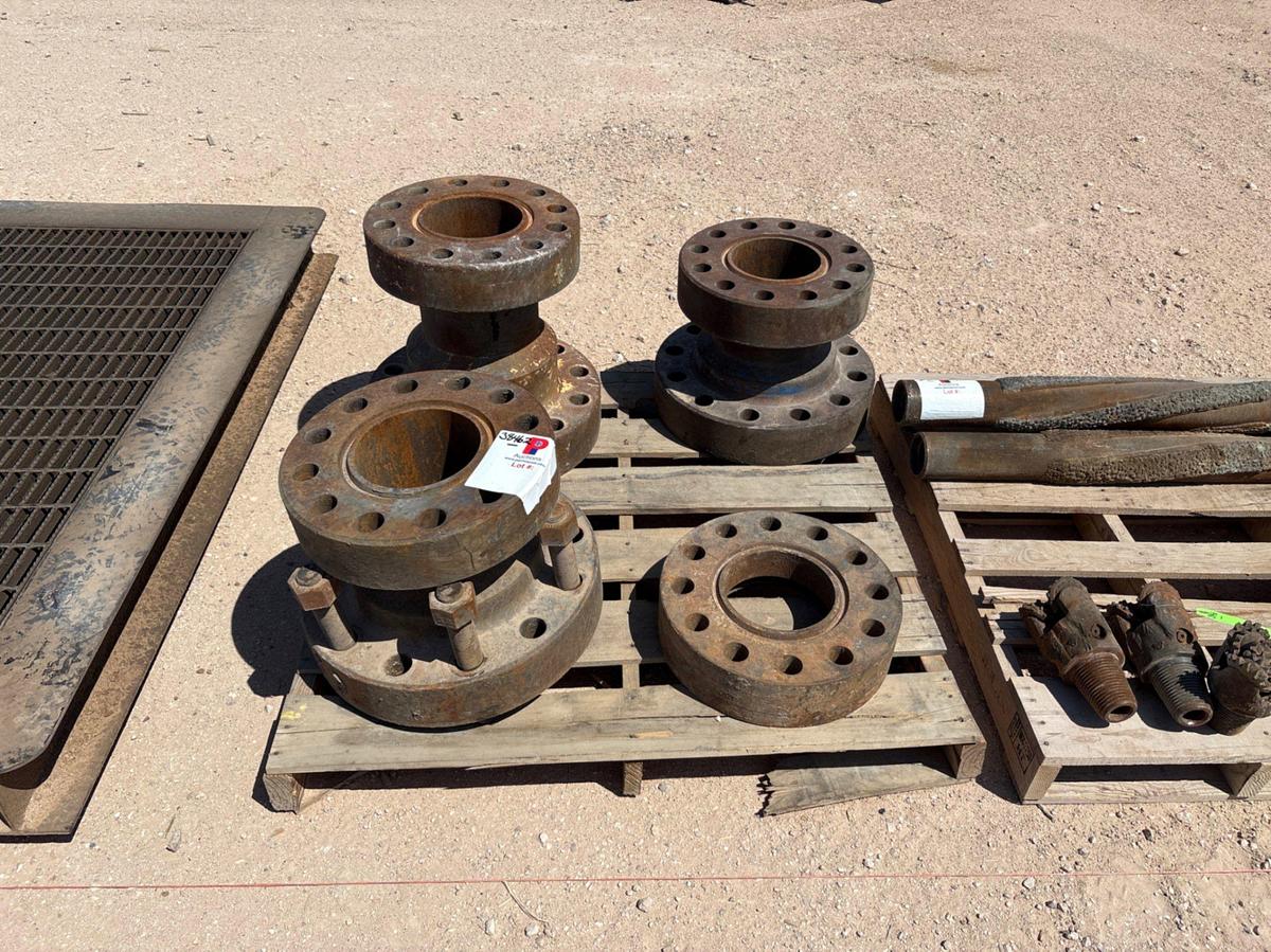 Used Pallet w/ (3) 7” 10k x 5k spools & (1) 7” 5M x 8-5/8” Larkin flange