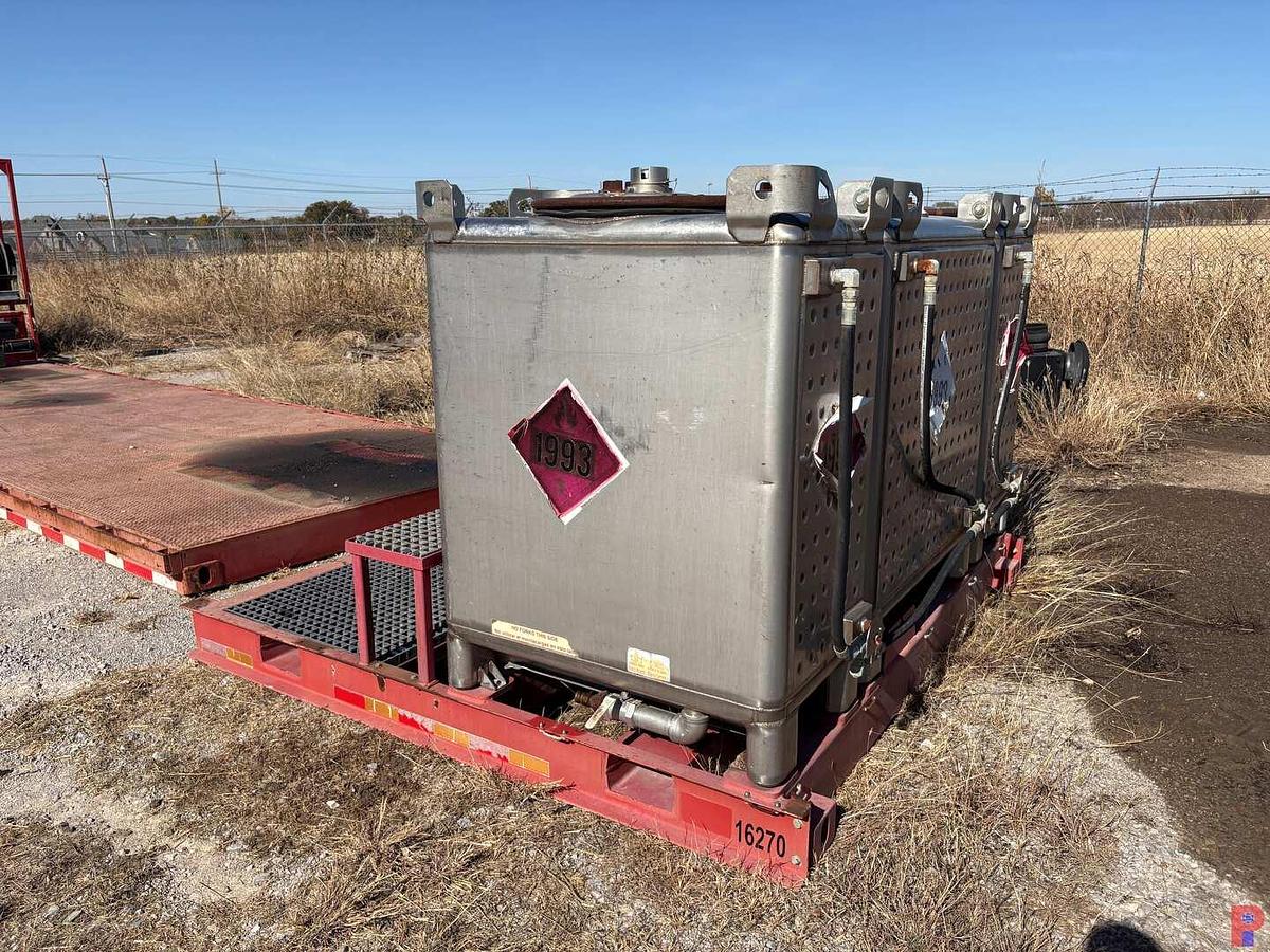 Used 8’ X 8’ HD SKID W/ (3) TRANSTORE STAINLESS STEEL TOTES