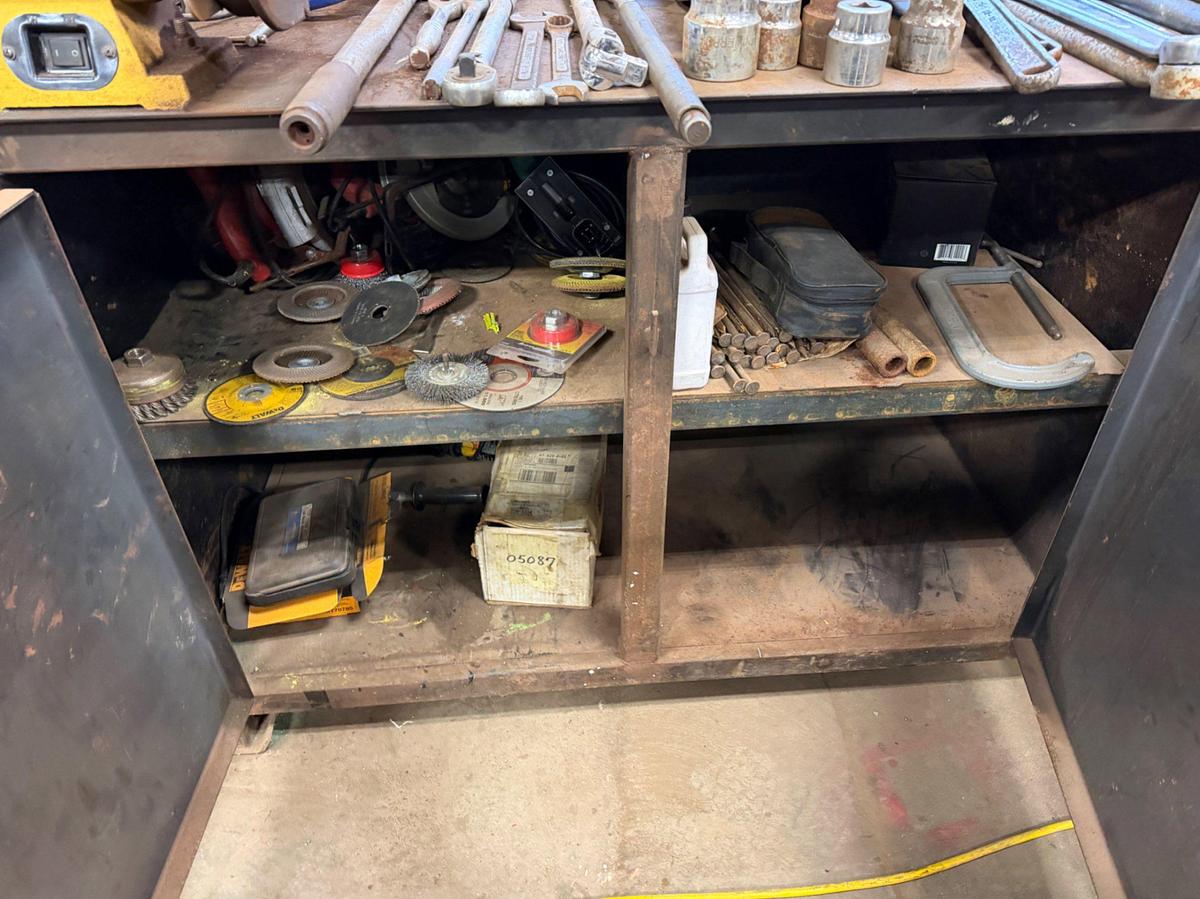 Used Work Bench, Tools & Tool Boxes on east wall to include: