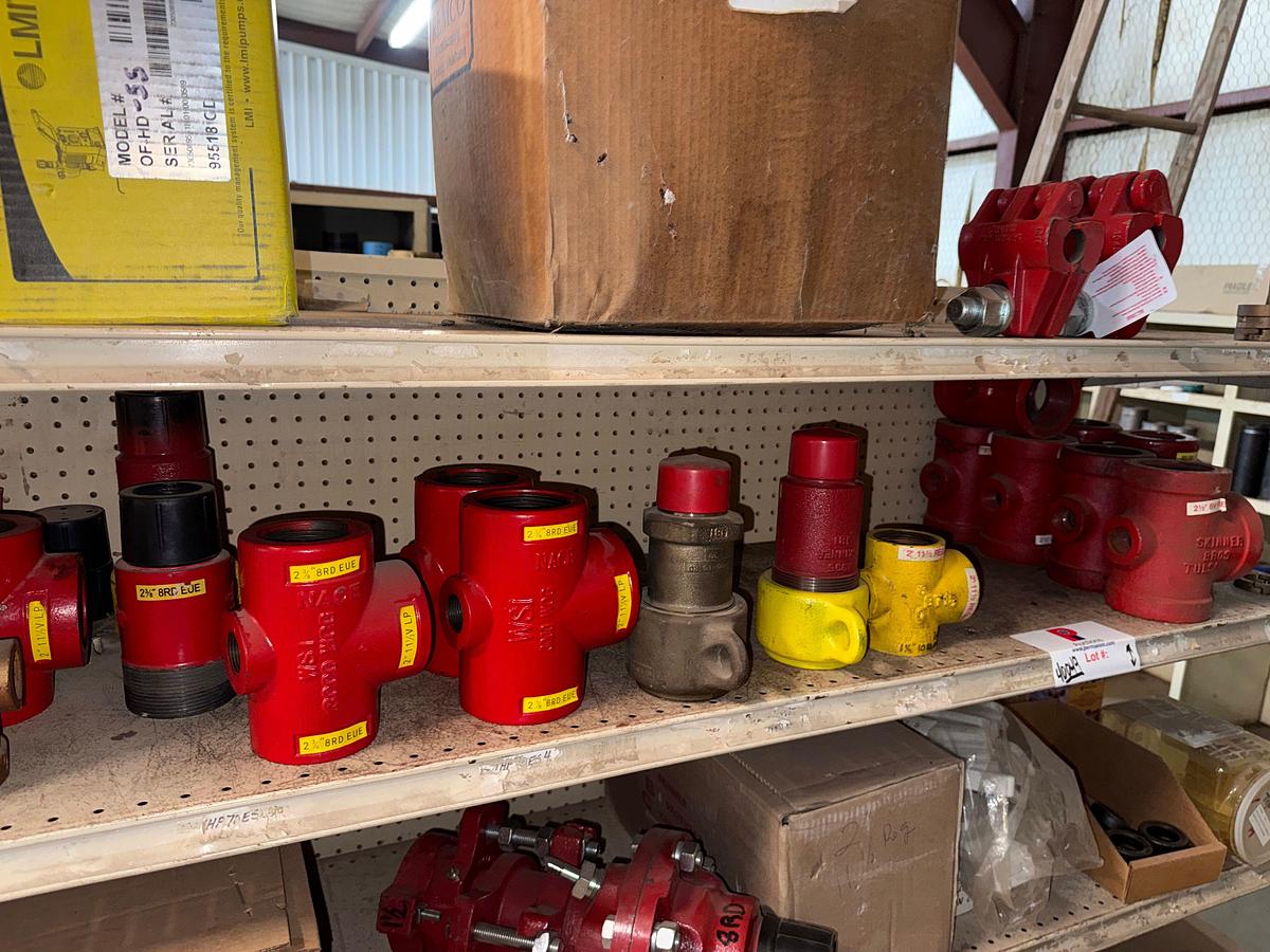 Used SECTION OF (10+) KIMRAY MOTOR VALVES, TRUNIONS, & REPAIR KITS, WSI HEAVY WALL TEES, BAIRD 125 PSI RELIEF VALVES, & RELATED