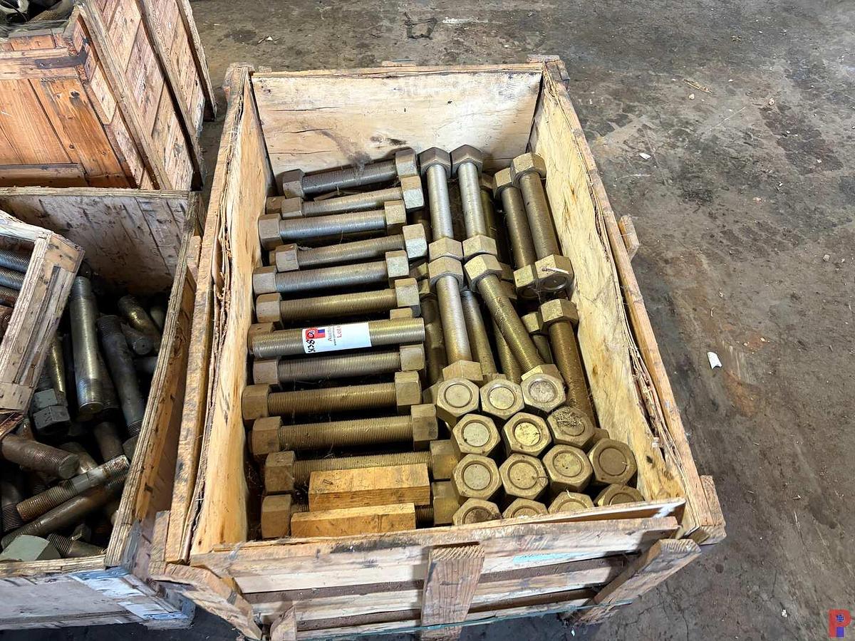 Used (4 CRATES) ASSORTED SIZE STUD BOLTS & NUTS, RANGE: 1-1/2” TO 2-1/2”