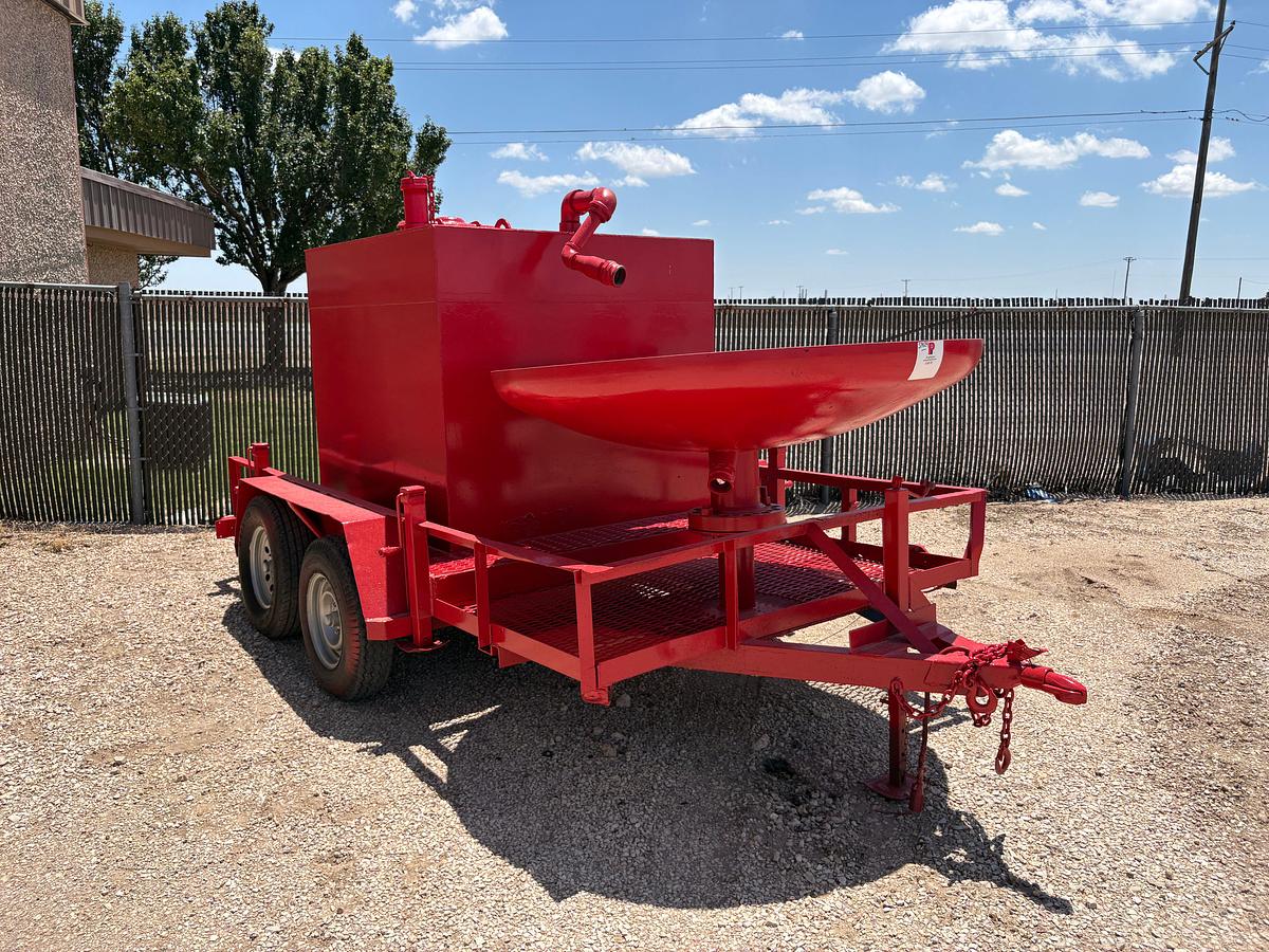 Used 5’ x 5’ x 4.5’ 18BBL OIL TANK MTD ON 12’ x 6.5’ SHOPBUILT BUMPER PULL TRAILER