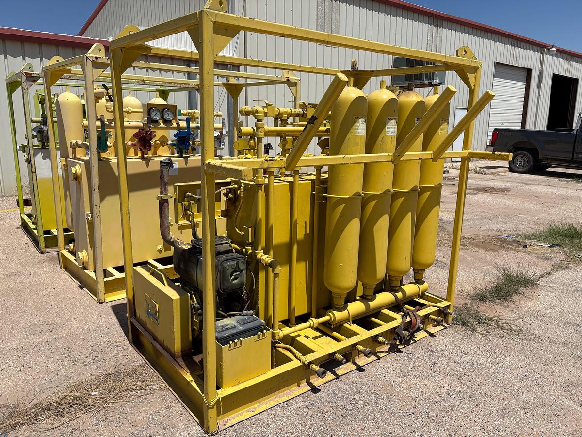 Used Meyer 4-station closing unit, skidded