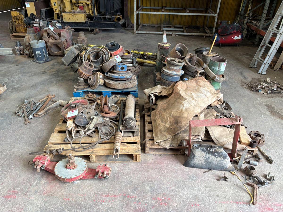 Used (4 pallets) assorted flanges, snatch blocks, we’ll head parts, flood lights, etc