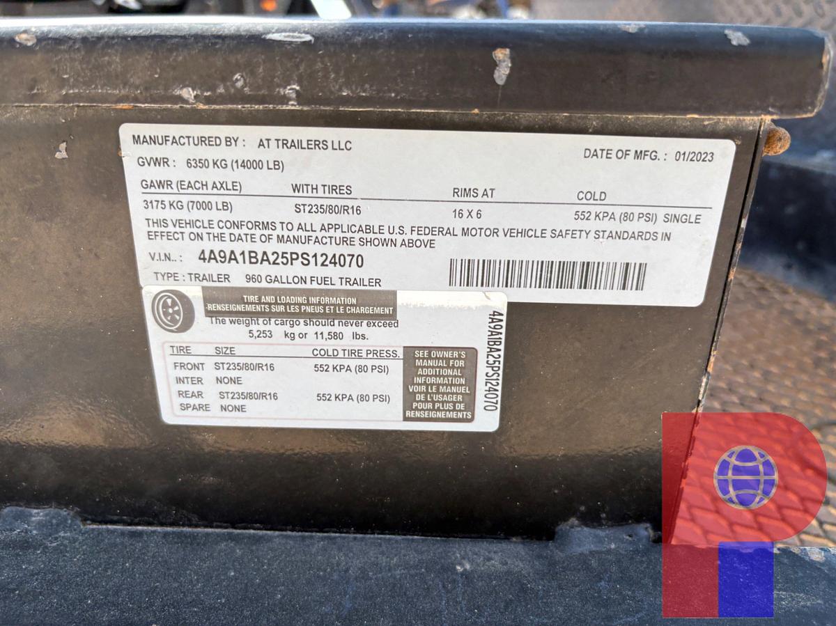 Used 2023 AT TRAILERS 960 Gallon T/A BUMPER PULL FUEL TRAILER