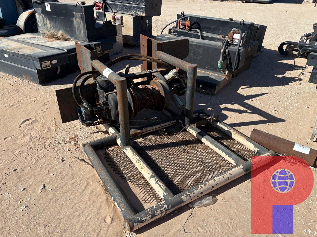 Used TULSA MECHANICAL WINCH W/ 3/4” CABLE, HEADACHE RACK, & HYDRAULIC WINCH CONTROLS