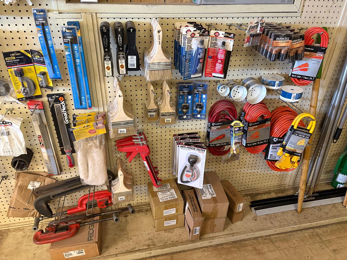 Used Hardware contents of pegboard