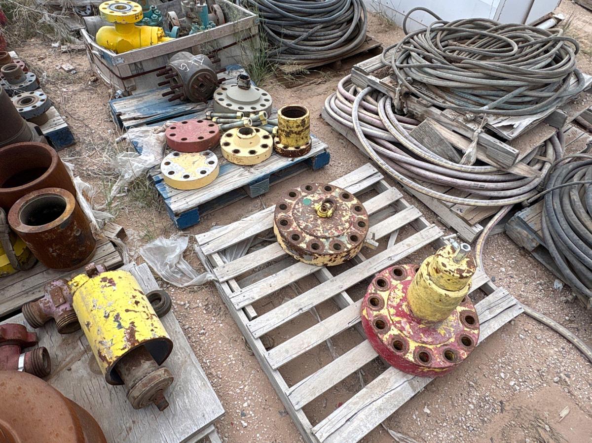 Used (10 pallets) of valve bonnet flanges, blind flanges, 2-1/16” gate valves, etc.