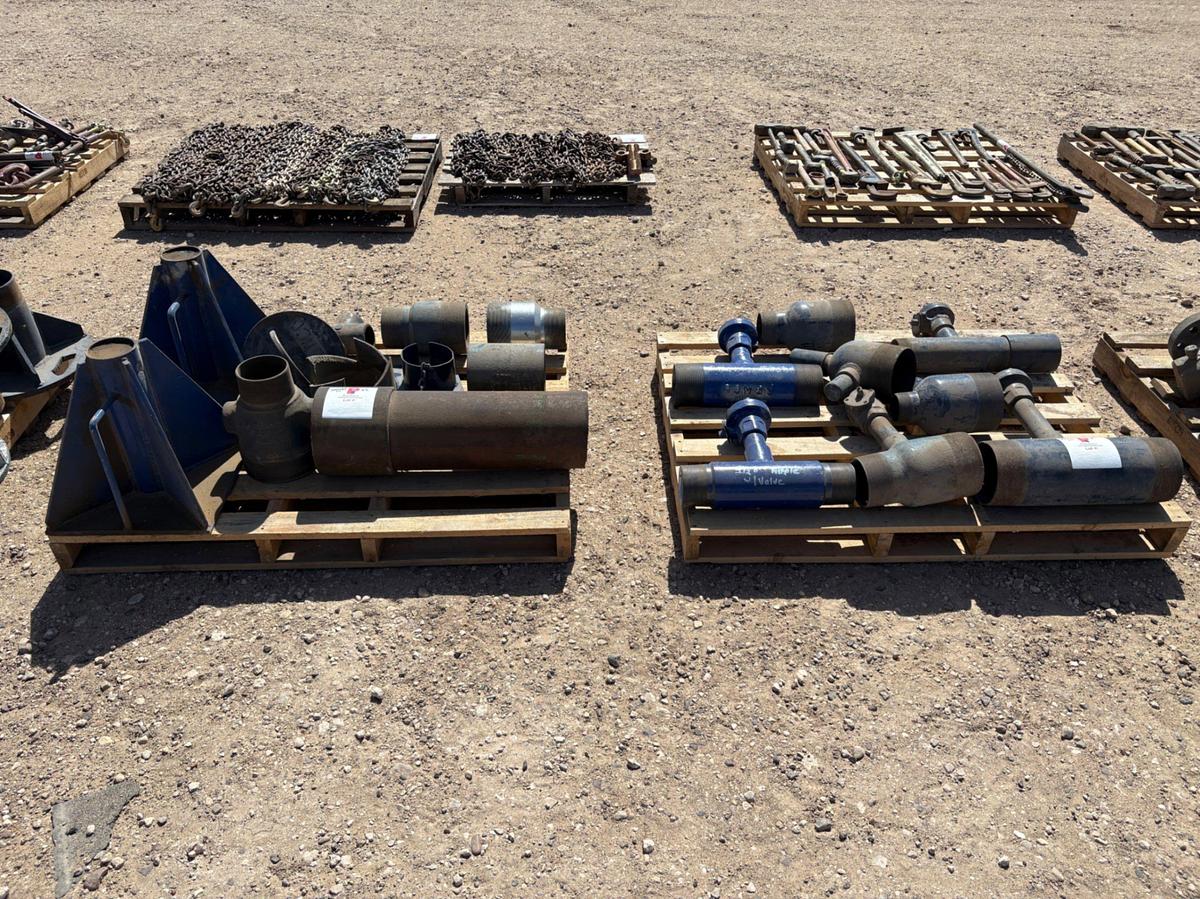Used (2 pallets) 4-1/2 8 RS pipe nipples, swages, Jack stands, CL guide, etc