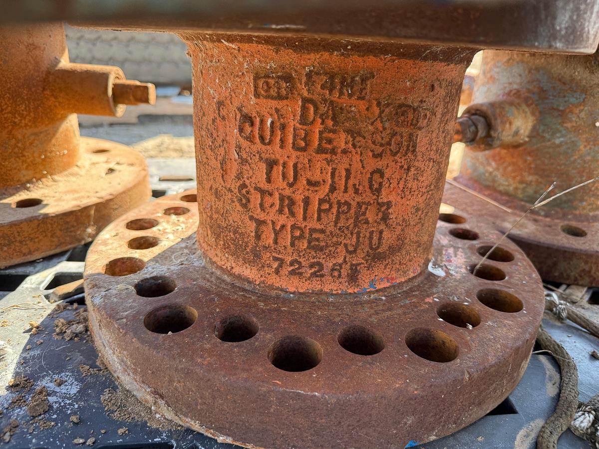 Used PALLET W/ (3) HALL STRIPPER HEADS, (1) GUIBERSON STRIPPER HEAD, (1) 7-1/16” X 4-3/4” DSA FLANGE, (2) THREADED FLANGES