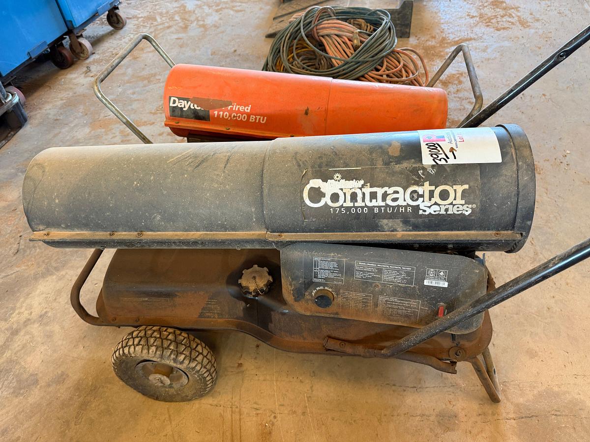 Used (2) DIESEL FIRED PORTABLE HEATERS, EXTENSION CHORDS, HEATER HOSE