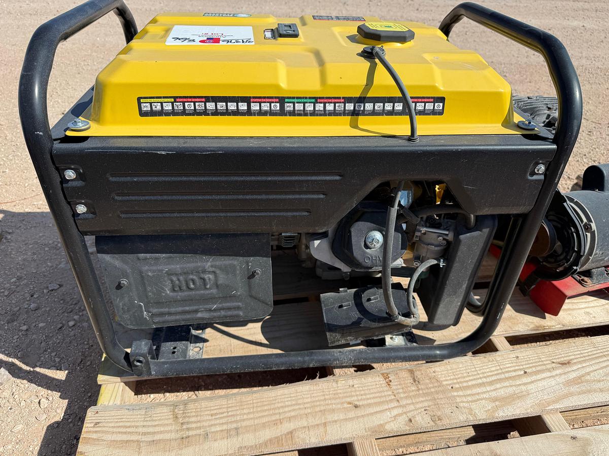 Used PALLET W/ POWERTRAIN PT8000EXCS-DF DUAL FUEL 8K WATT GENERATOR & VT470000AV AIR COMPRESSOR P/B ELEC MOTOR
