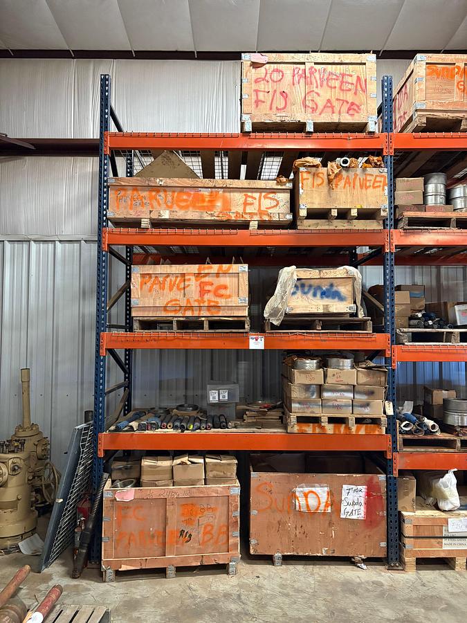 Used (5 shelves) of assorted frac valve parts