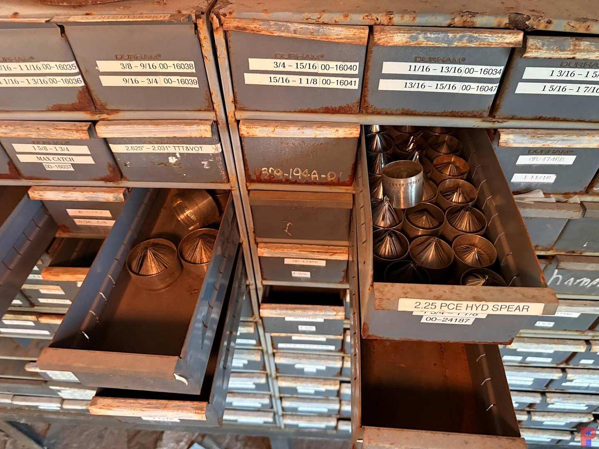 Used (2) 60-BIN FISHING TOOL SMALL PARTS & COMPONENTS SUPPLIES