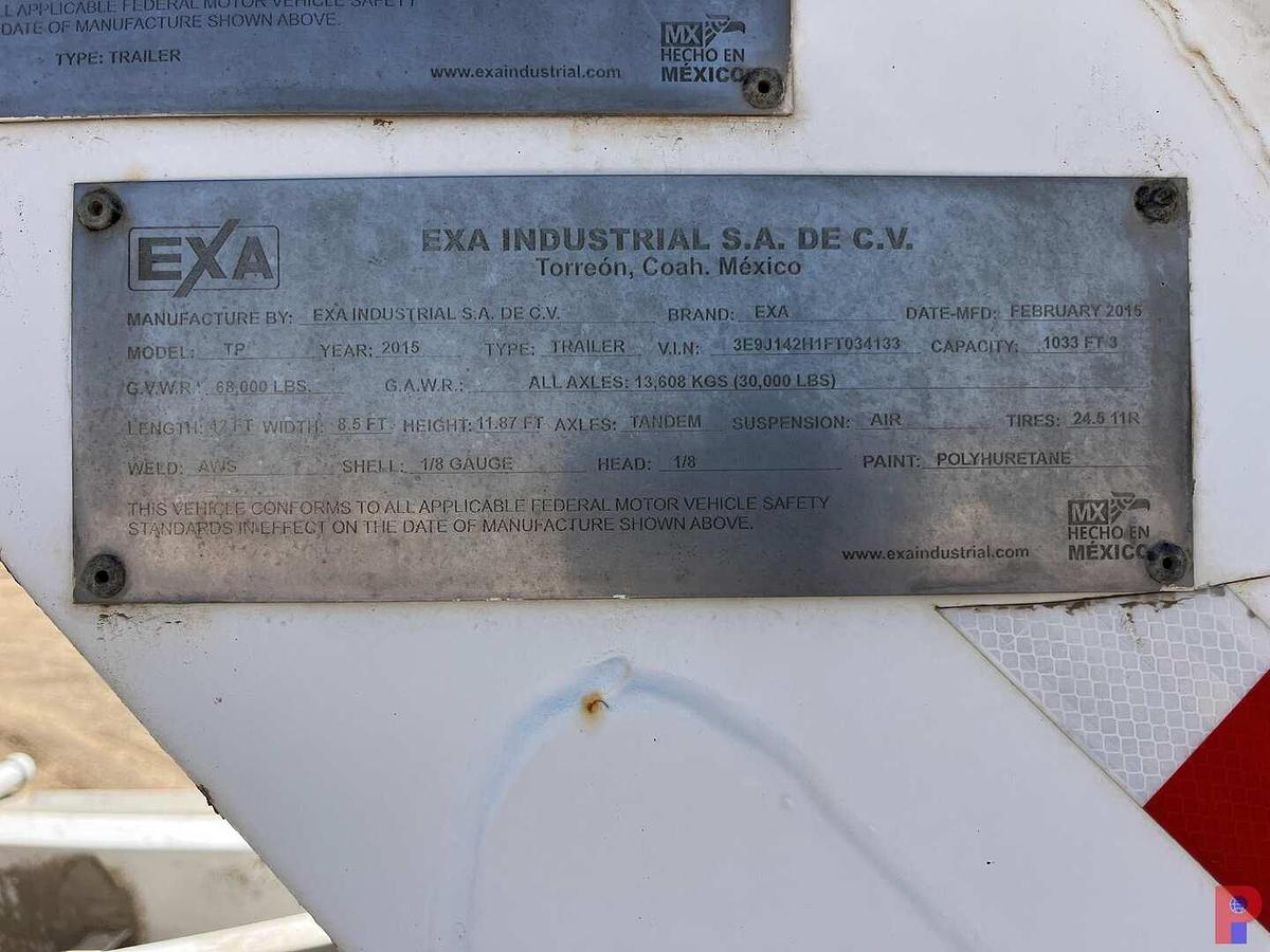 Used 2015 EXA INDUSTRIAL T/A STEEL PNEUMATIC TRAILER