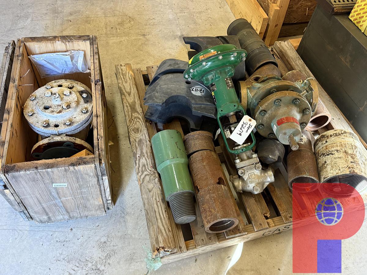 Used PALLET W/ 2-7/8” BOP RAMS, (2) FLOW VALVES, SUBS, & 4” RELIEF VALVE IN CRATE