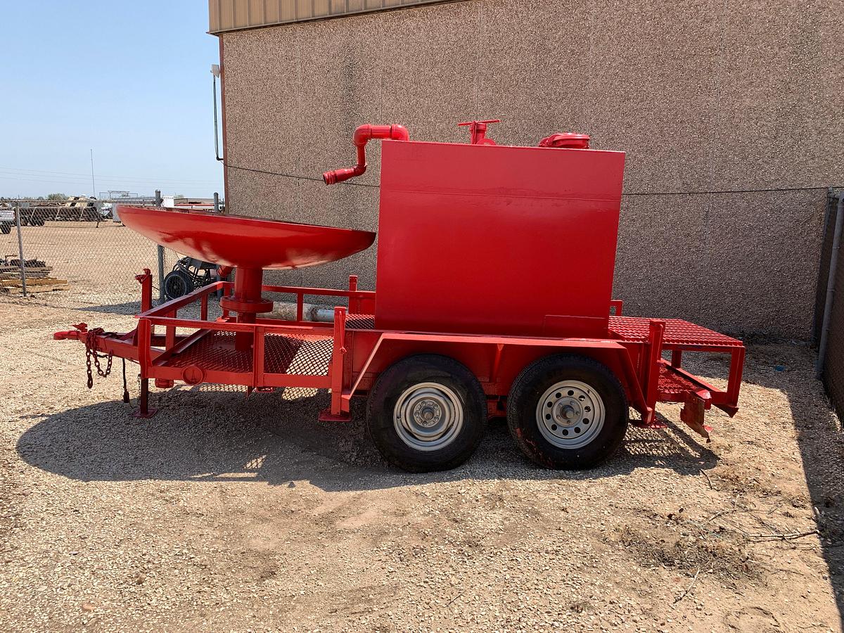Used 5’ x 5’ x 4.5’ 18BBL OIL TANK MTD ON 12’ x 6.5’ SHOPBUILT BUMPER PULL TRAILER