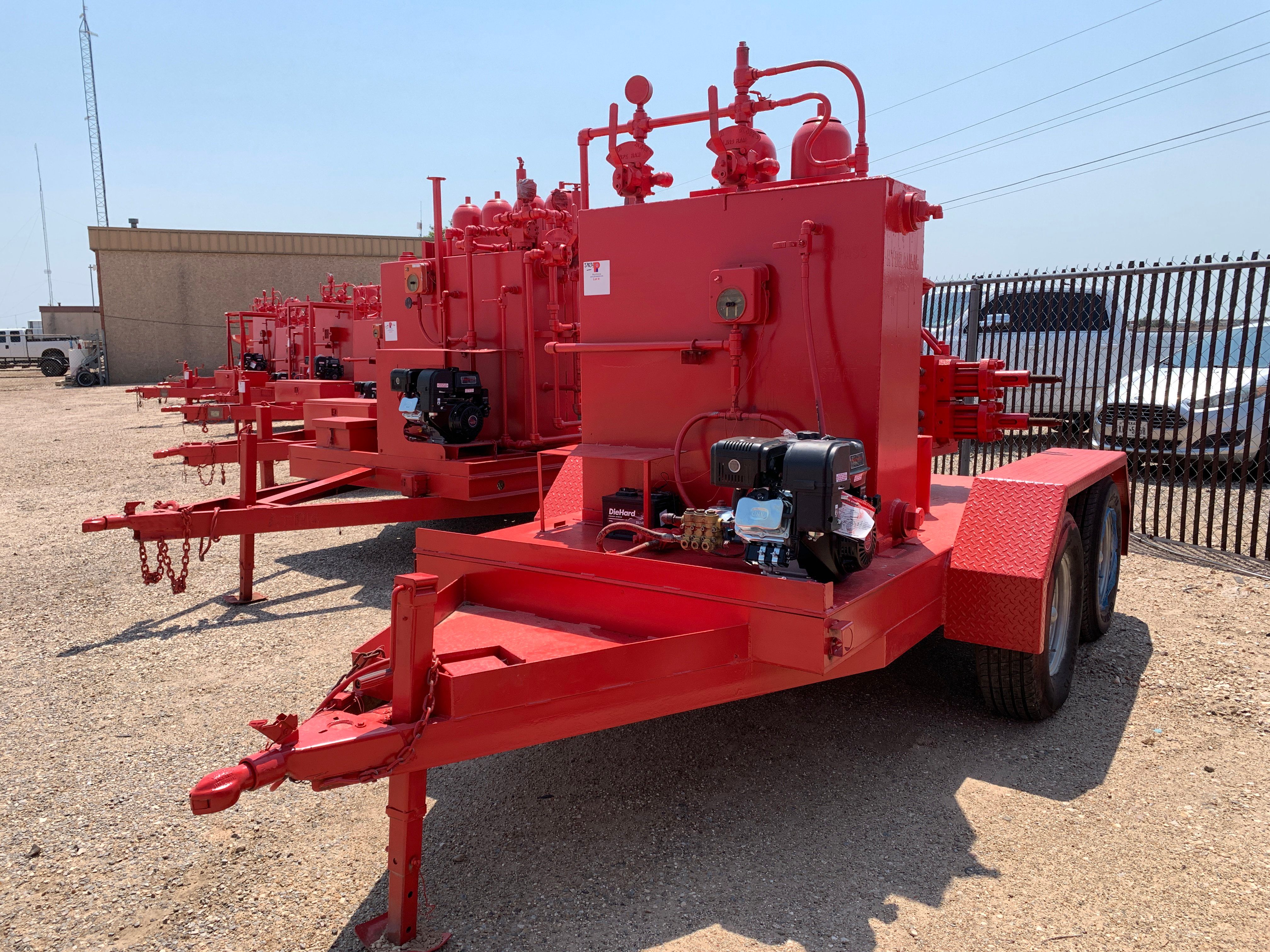 Used 2-station closing unit mtd on SHOPBUILT 10’ x 5’ t/a bumper pull trailer