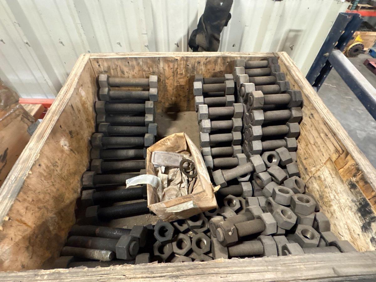 Used Crate of assorted stud bolts & nuts