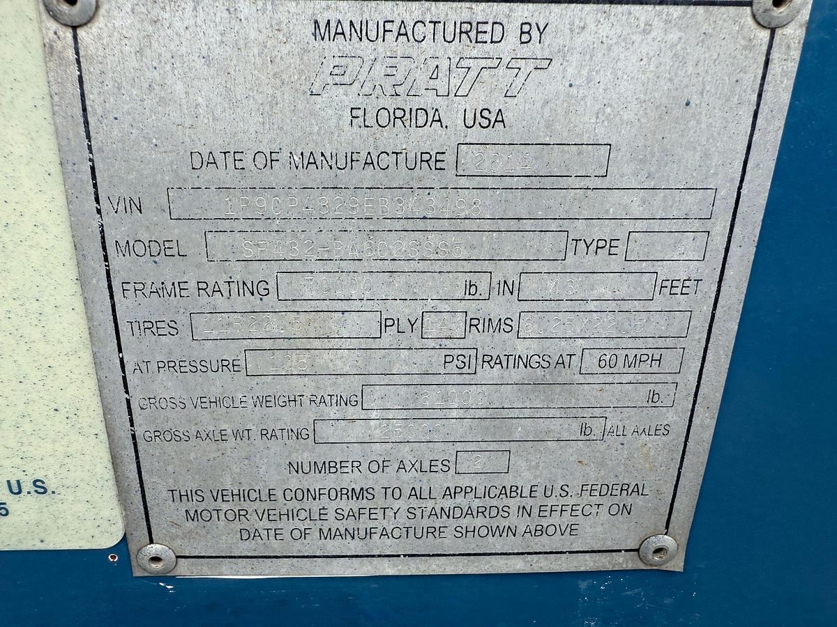 Used 2014 DOTF HYDRATION DPHU 100 T/A TRAILER (NO POWER)