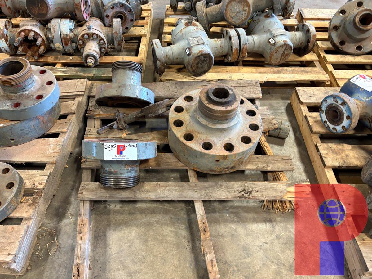 Used (2 PALLETS) ASSORTED 3” & 4” WECO FLANGES & (2) VALVE STEM FLANGES