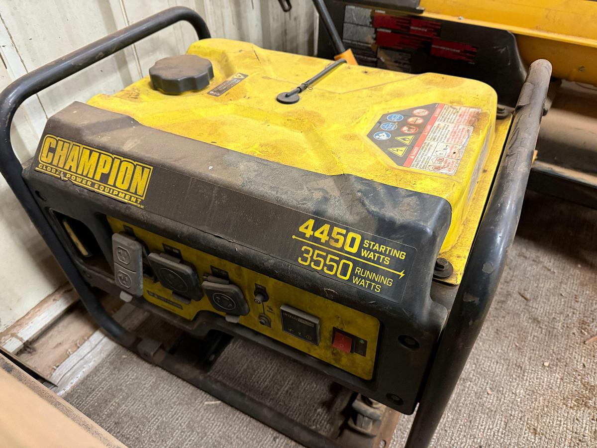 Used (2) MASTER DIESEL FIRED SHOP HEATERS, (1) CHAMPION 4450 WATTS  GAS GENERATOR, SHOP-VAC, PITTSBURGH CREEPER