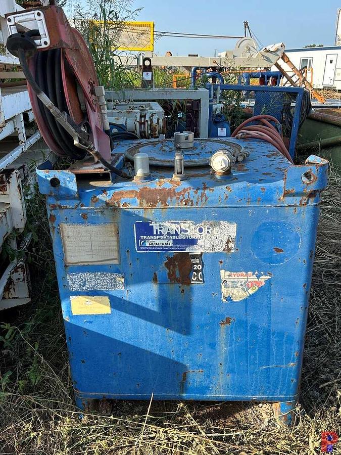 Used TRANSTORE 350 GAL. STACKABLE LUBE TANK W/ HOSE REEL