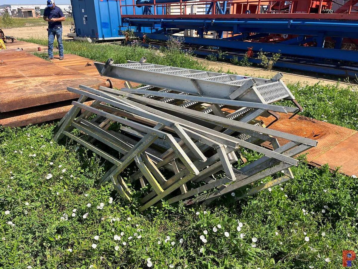 Used (6) ALUMINUM RIG LADDERS W/ HANDRAILS