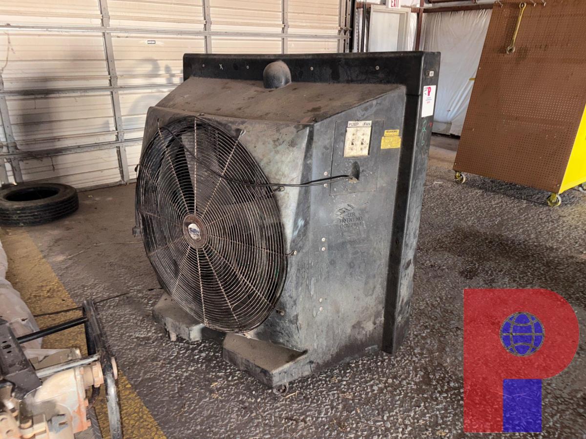 Used (2) A-FRAME TOOL RACKS, METAL STORAGE RACK, TRUCK TOOLBOX & WATER COOLED FAN