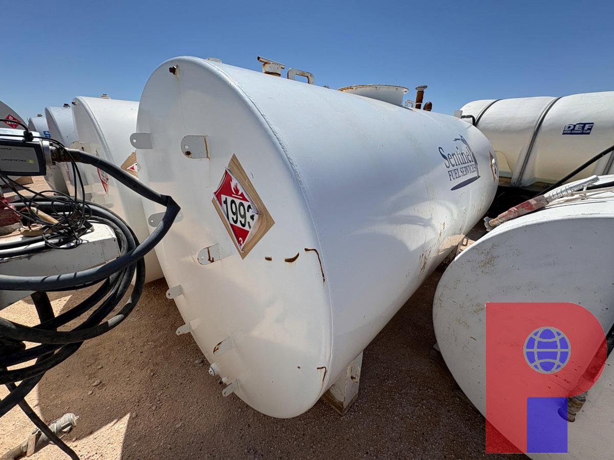 Used SENTINEL 11’ X 6’ 2,000 GALLON FUEL TANK W/ TRANSFER PUMP & HOSE