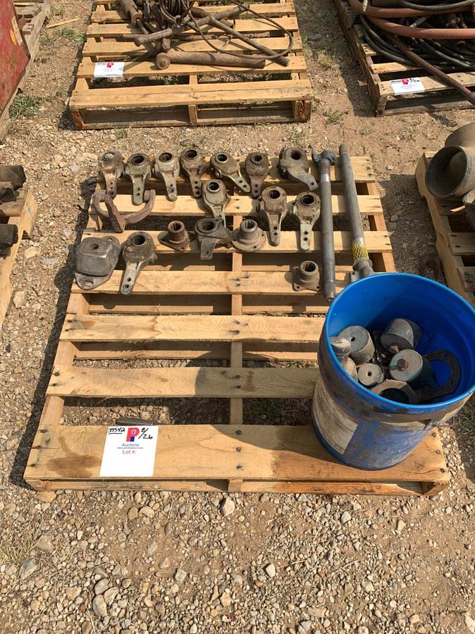 Used (7) Pallets of Cam Parts, Exhaust, Come Along, Rig Lights, And Hydraulic Hoses
