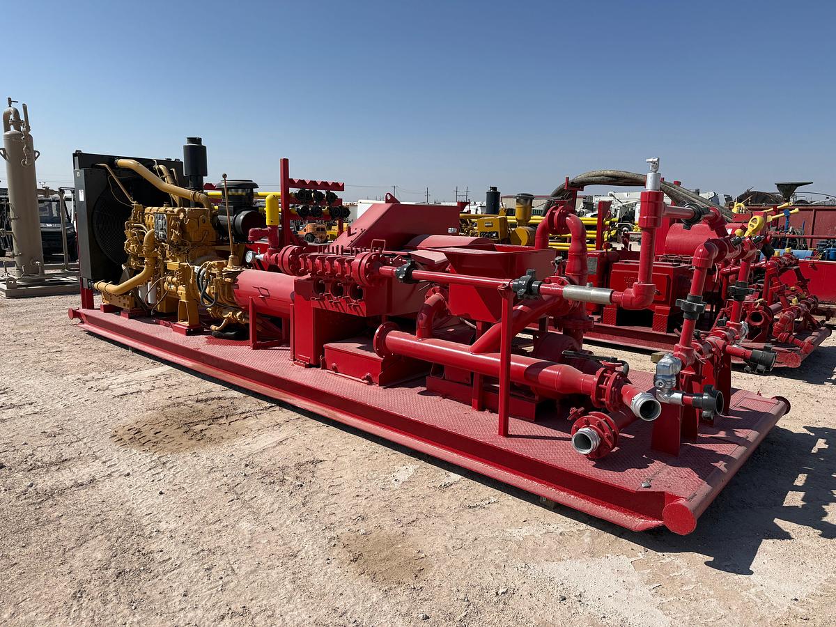 Used Tulsa triplex TT-560 triplex pump unit, skidded