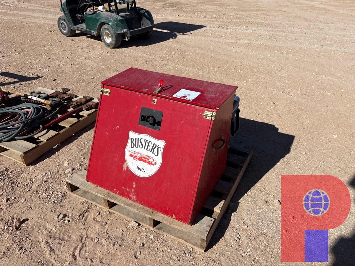 Used 2’ X 32” X 2’ TOOL/SUPPLY BOX W/ COLEMAN COOLER