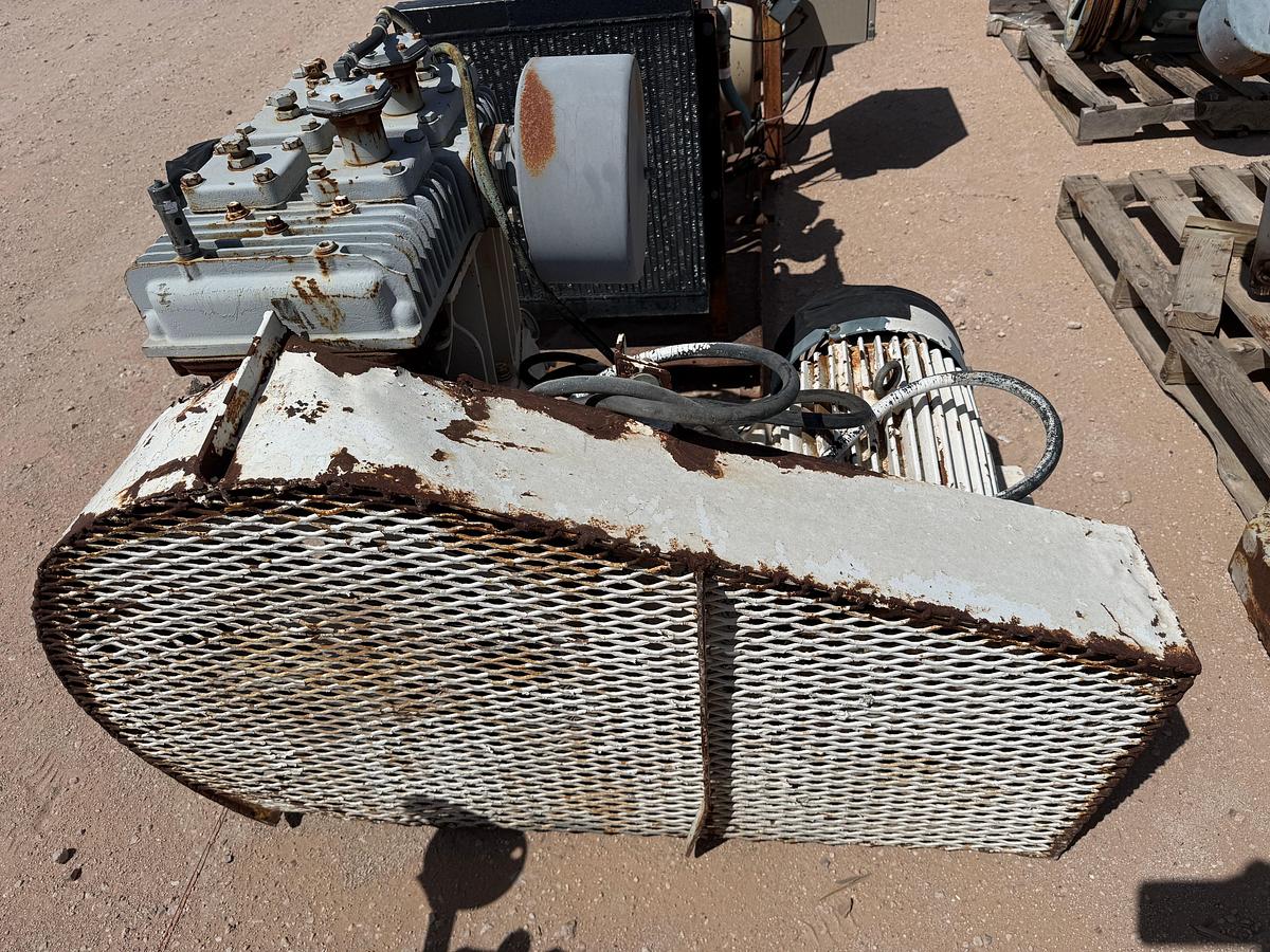 Used QUINCY MODEL 390, 69.2-CFM / 200-PSI INDUSTRIAL AIR COMPRESSOR P/B 25-HP ELECTRIC MOTOR MTD ON SKID