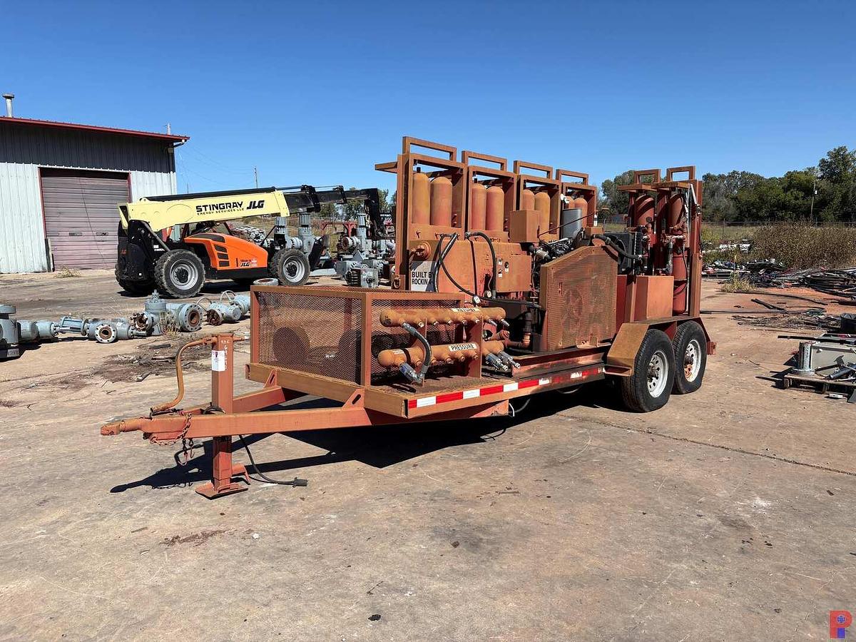 Used 10-STATION CLOSING UNIT MTD ON SHOPBUILT 16’ X 6’ T/A BUMPER PULL TRAILER