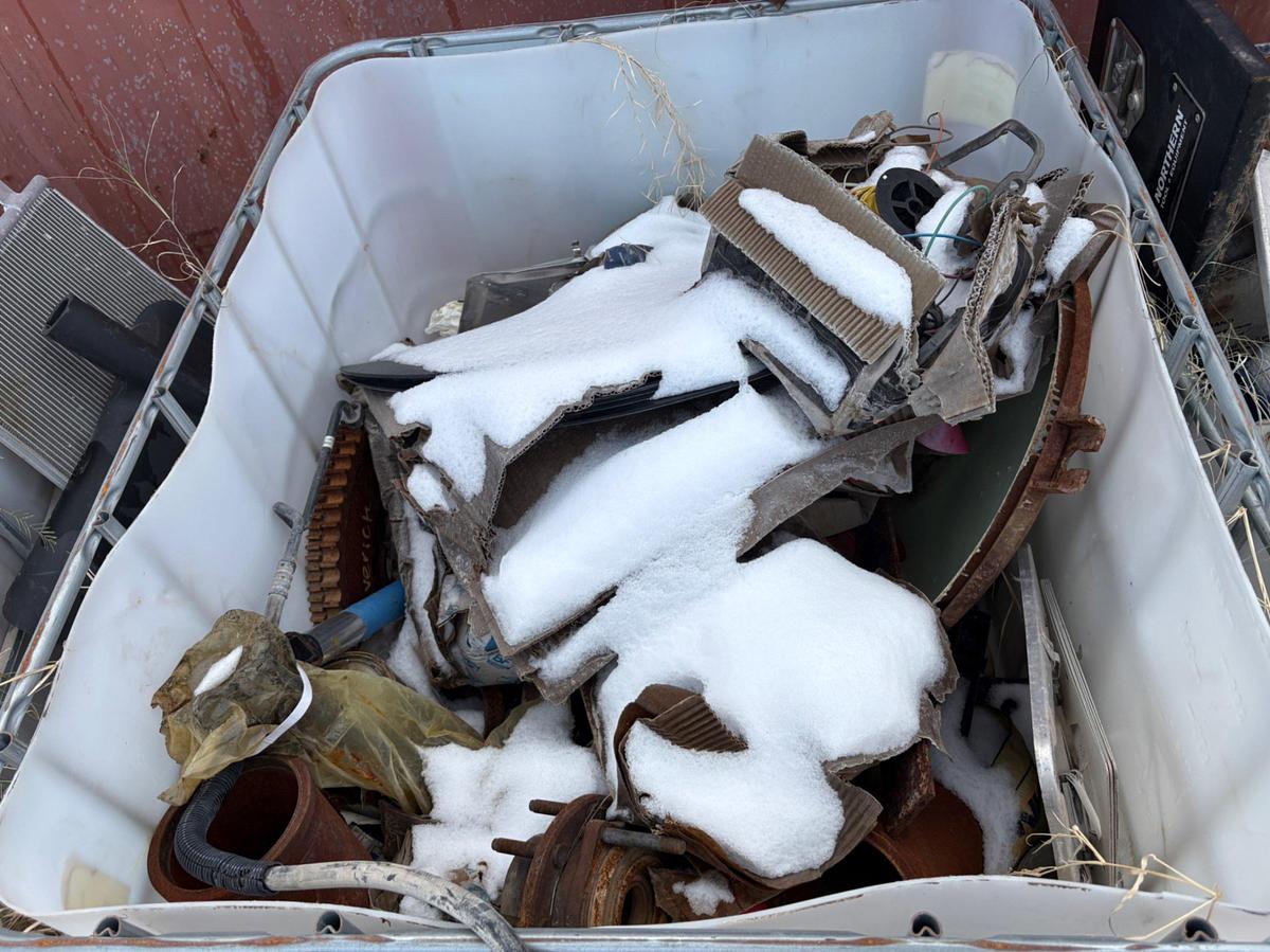 Used (5) totes of assorted truck parts