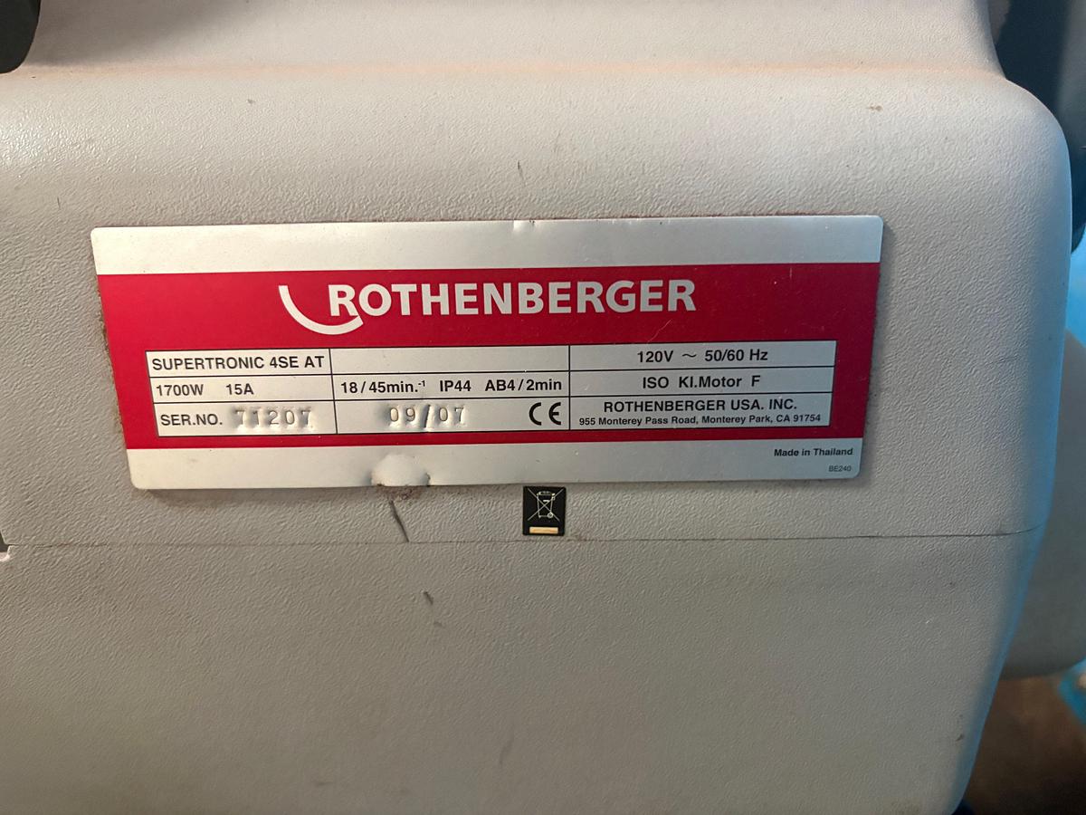 Used Rothenberger supertronic 4se-at portable pipe threading machine