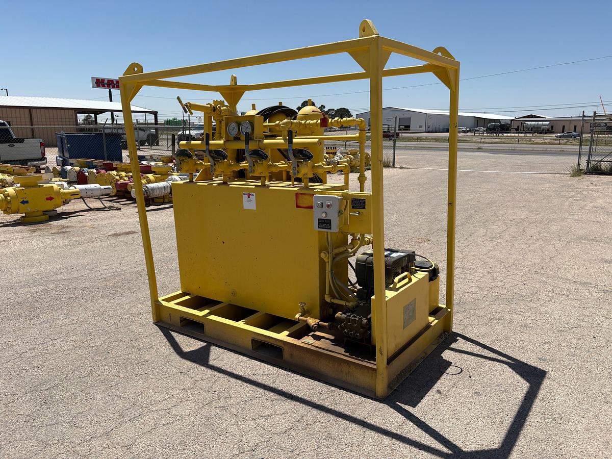 Used Meyer 4-station closing unit, skidded