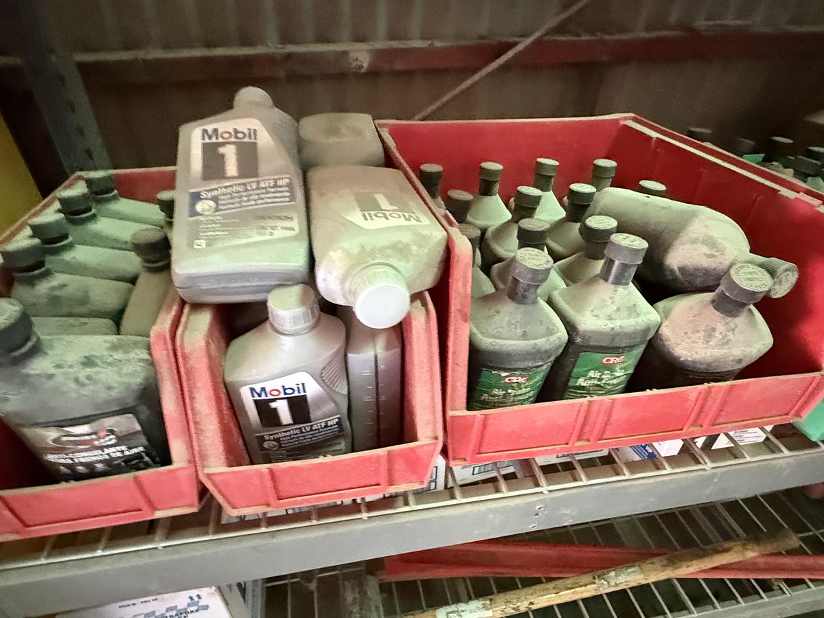 Used 96”L X 24”W X 72”H 3-SHELF RACK W/ TRUCK FLUIDS, ELECTRIC & HAND TOOLS