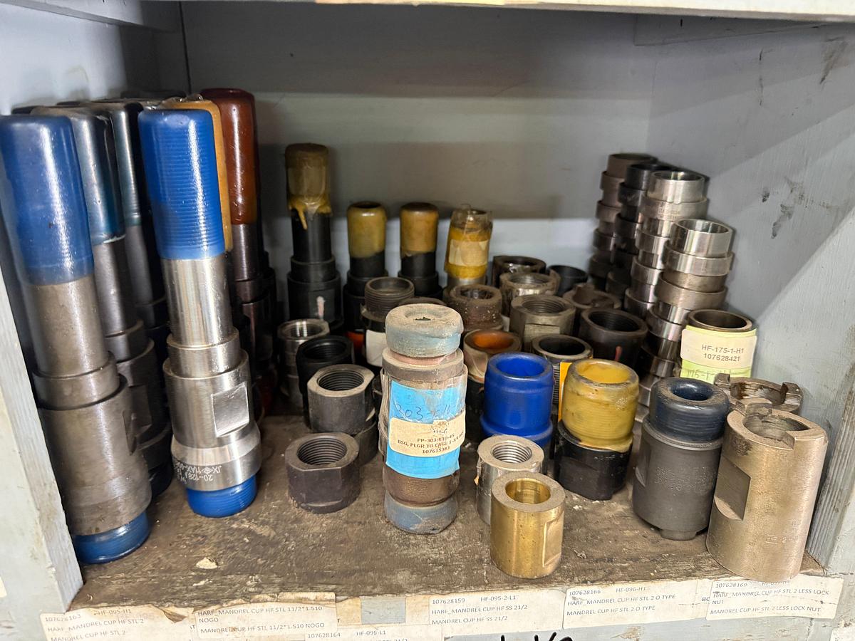 Used (120+) 1-1/2” STAINLESS STEEL GUIDES , STEEL MANUAL & MECHANICAL HOLD DOWN, GUIDE CAGES, 3-WING CAGES, PULL ROD CONN, & RELATED