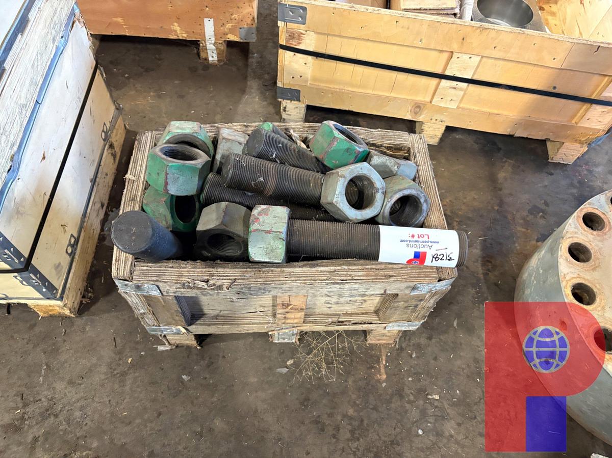 Used SMALL CRATE OF 2-1/2” STUD BOLTS & NUTS