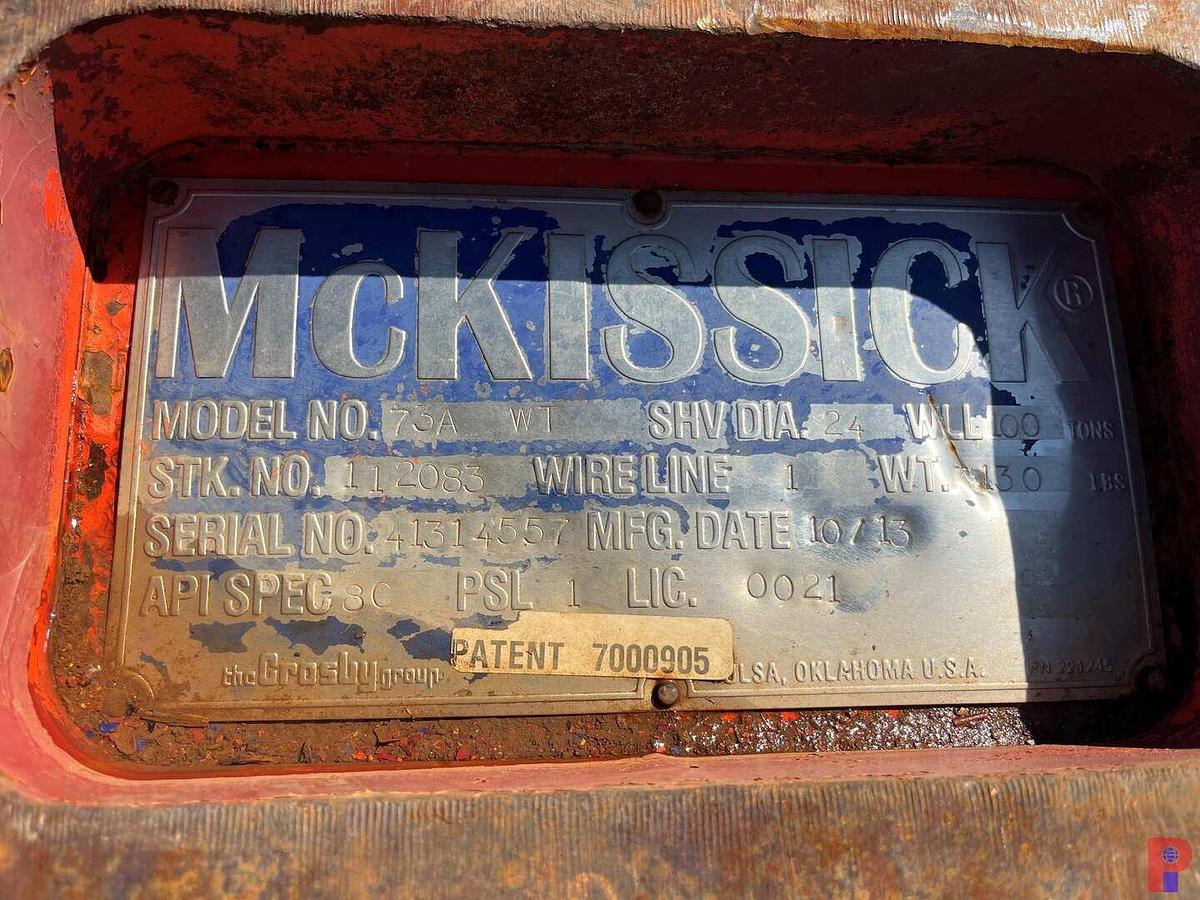 Used 2013 MCKISSICK 73A WT 24” SH 100 TON WELL SERVICE BLOCK