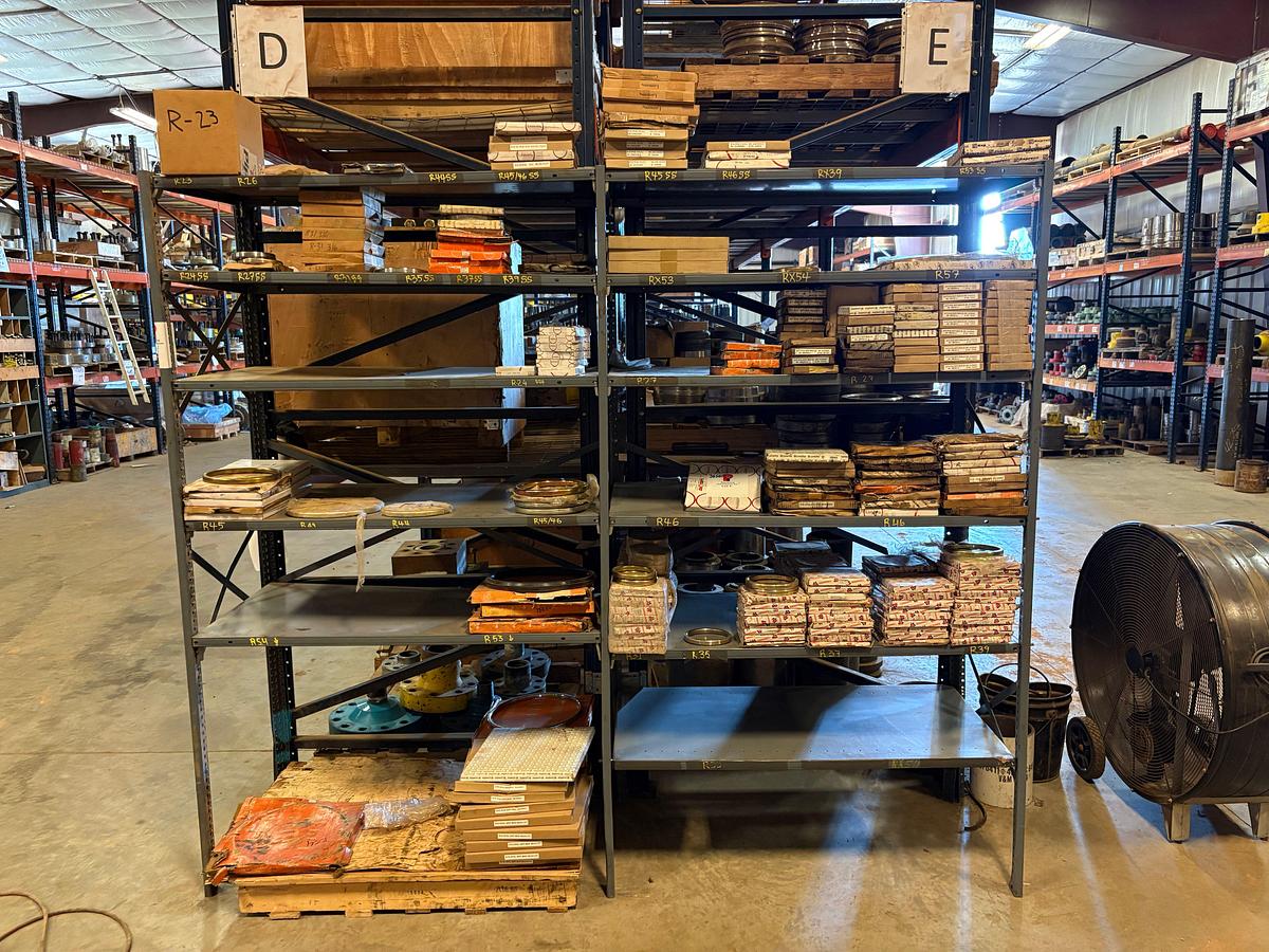 Used 8’ x 2’ x 7’ shelving w/ (350+) ring gaskets