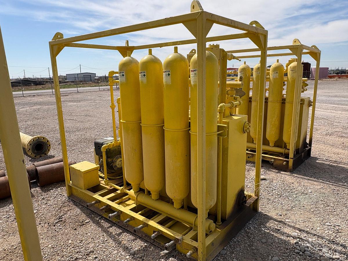 Used Meyer 4-station closing unit, skidded
