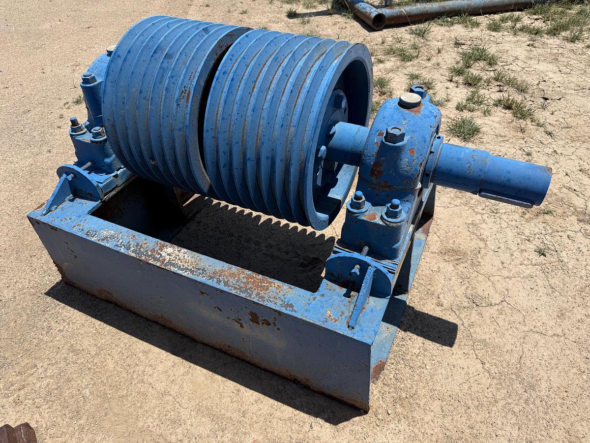 Used 4’L JACK SHAFT W/ PILLOW BLOCK BRG’s, (2) 10.5”W 7-GROOVE SHEAVES