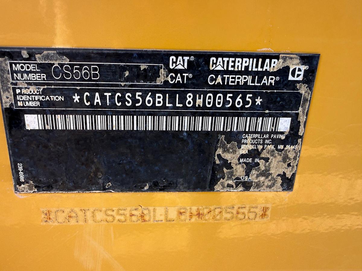 Used 2013 CATERPILLAR CS56B VIBRATORY SMOOTH DRUM COMPACTOR
