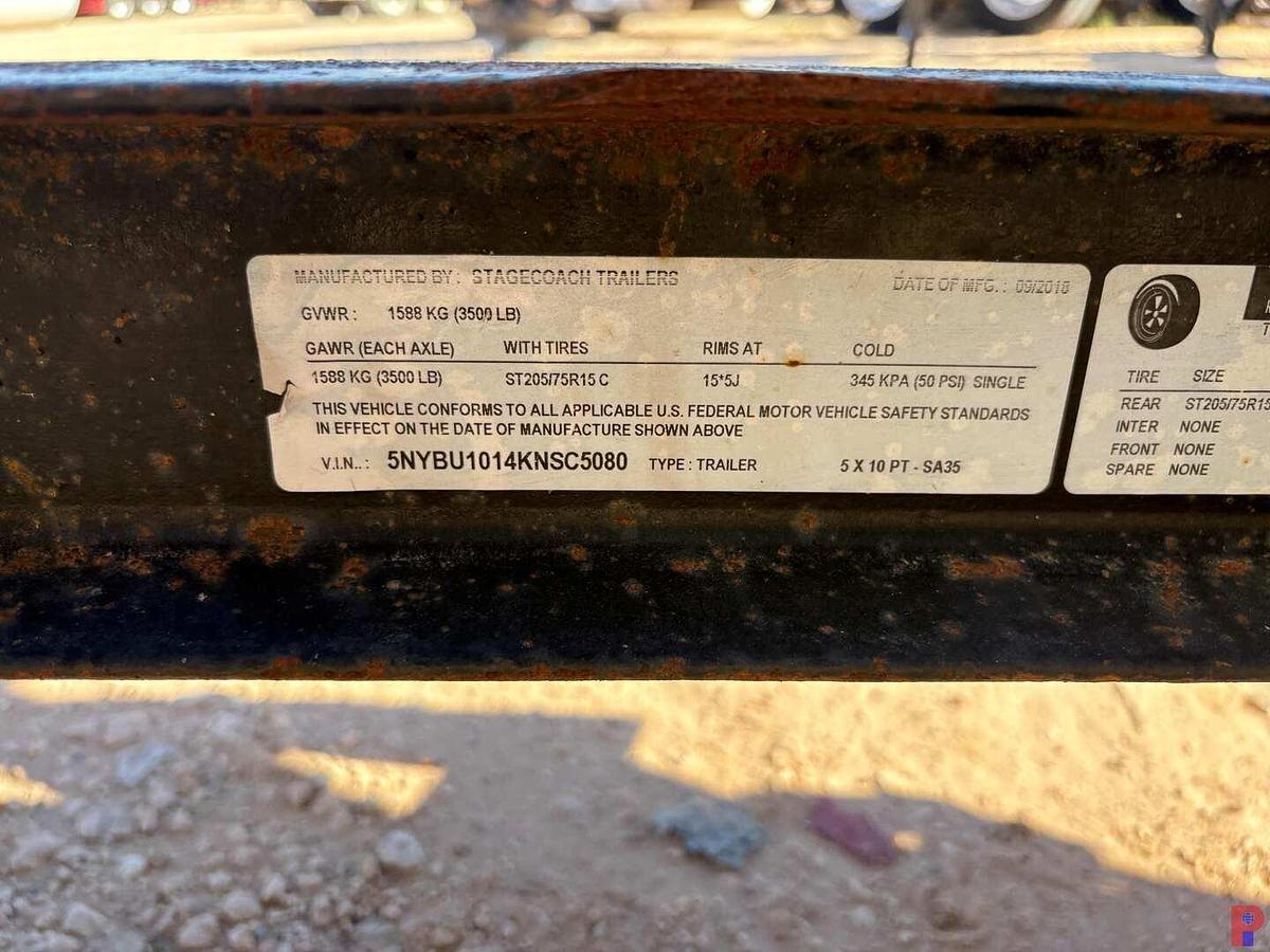 Used 2019 STAGECOACH TRAILERS 10’ X 5’ S/A BUMPER PULL PRESSURE WASHER TRAILER