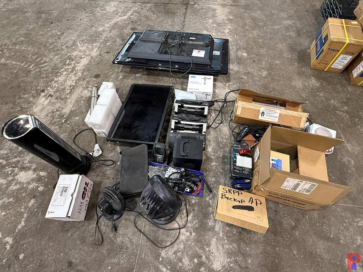 Used (3) 36” - 54” SAMSUNG, SONY TV MONITORS, (7) REI HD-401MR MULTI  VIEWER, (1) 37” ELO TOUCH  MONITOR , FANS, FUJITSU SCANNERS,