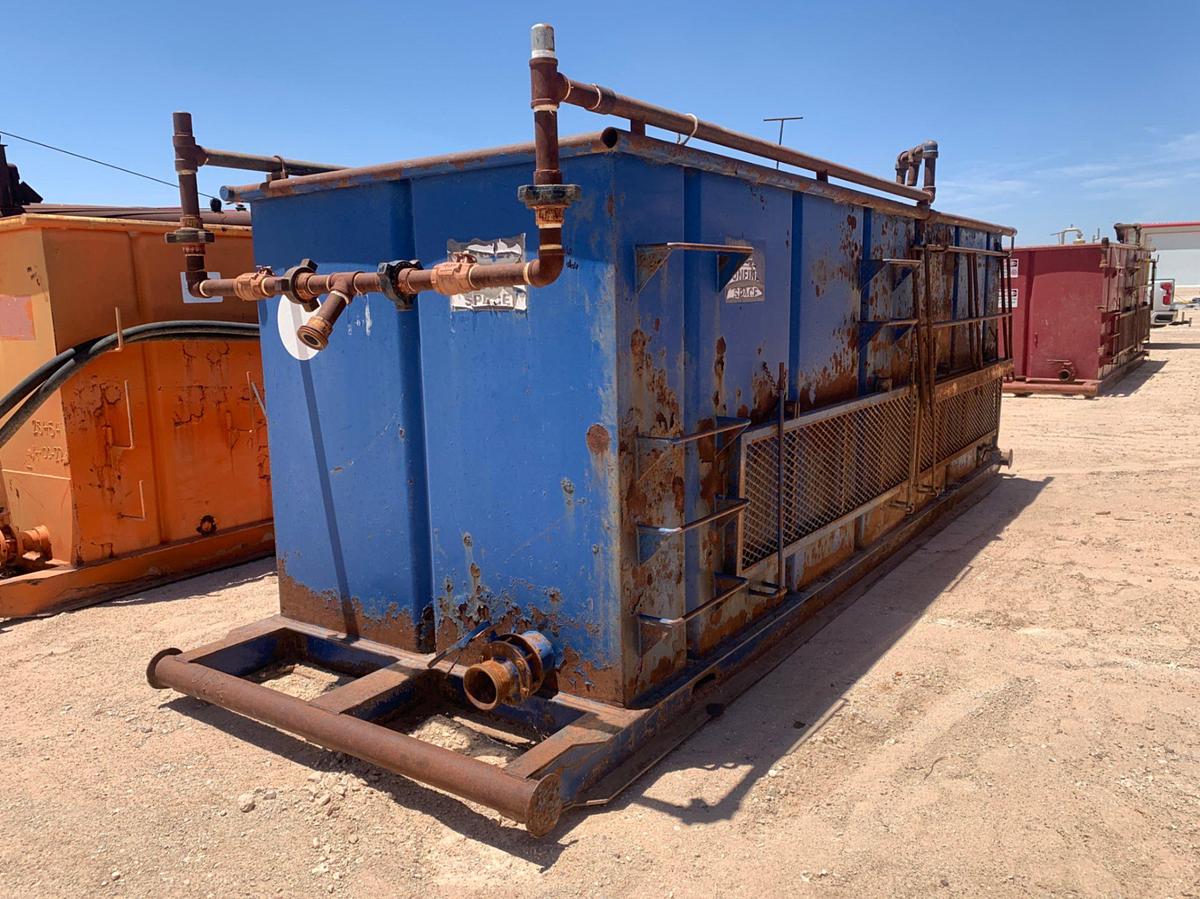 Used 21’ L x 9’ W x 8’ T 115 Bbl Open Top Skidded Tank